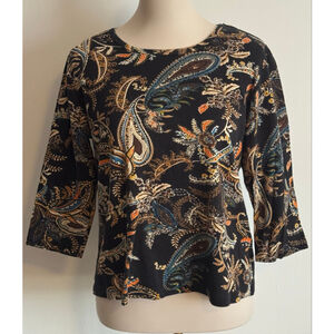 Women's Take Two Clothing Co. Black Paisley Long Sleeve Tee S